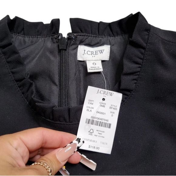 J.Crew Black Ruffle Neck Suiting Dress Size: 0 NEW - Picture 7 of 10